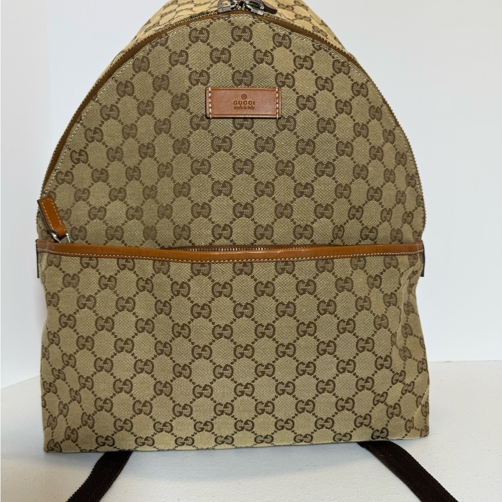 Gucci Beige and Brown GG Canvas Backpack - Picture 5 of 12